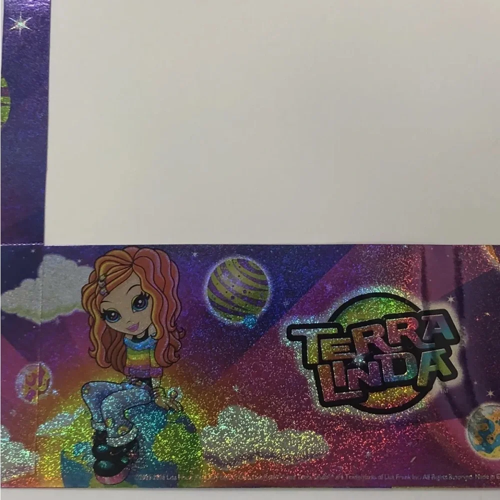 Lisa Frank Pocket Folder Glitter Terra Linda Planets Outer Space NEW & UNPUNCHED
